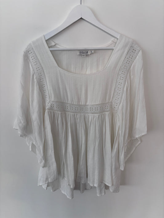 Molly Bracken Square Neck Eyelet Top | Sz XS (oversized)