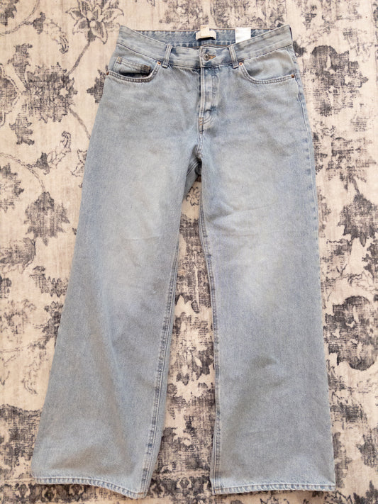 H&M Baggy Wide Leg Loose Button Fly Denim | 8 (N100S20)