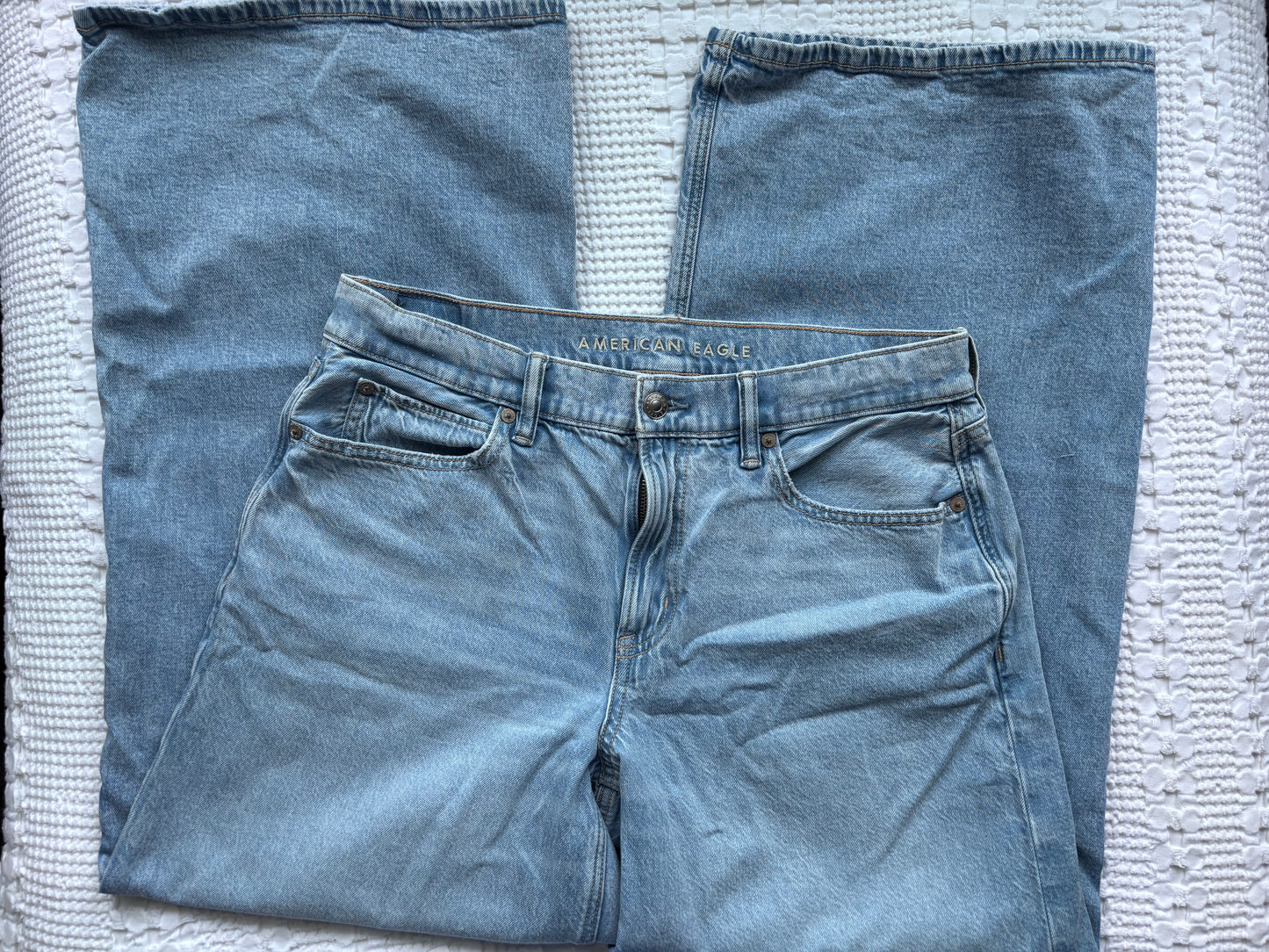AE Dreamy Drape Strigid Low-Rise Ultra Wide-Leg Jean | Sz 6 (M59W2)