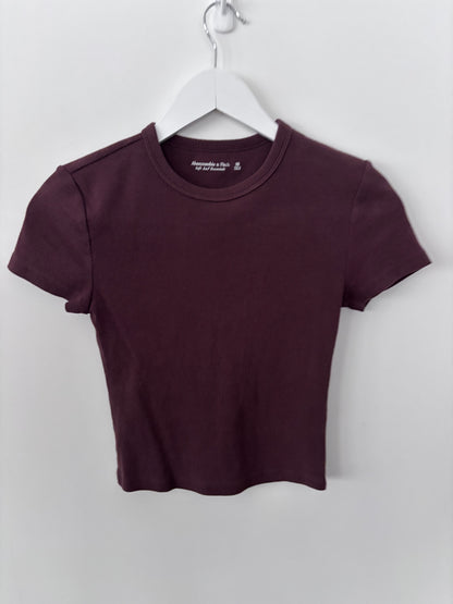 A&F Brown Ribbed T-Shirt | Sz XS