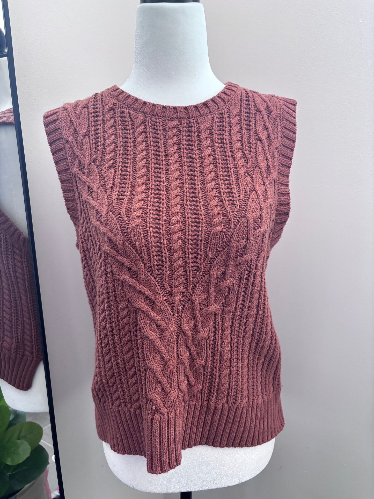 Rachel Zoe Brown Knit Sleeveless Sweater | Sz Medium (CS46A7)