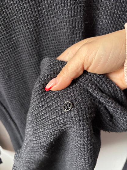 Lululemon The Sweater Life Waffle Knit Dark Grey/Black Top | Sz Large
