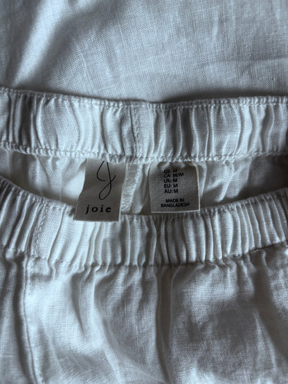 JOIE White Linen Elastic Cuffed Pants | Sz Medium