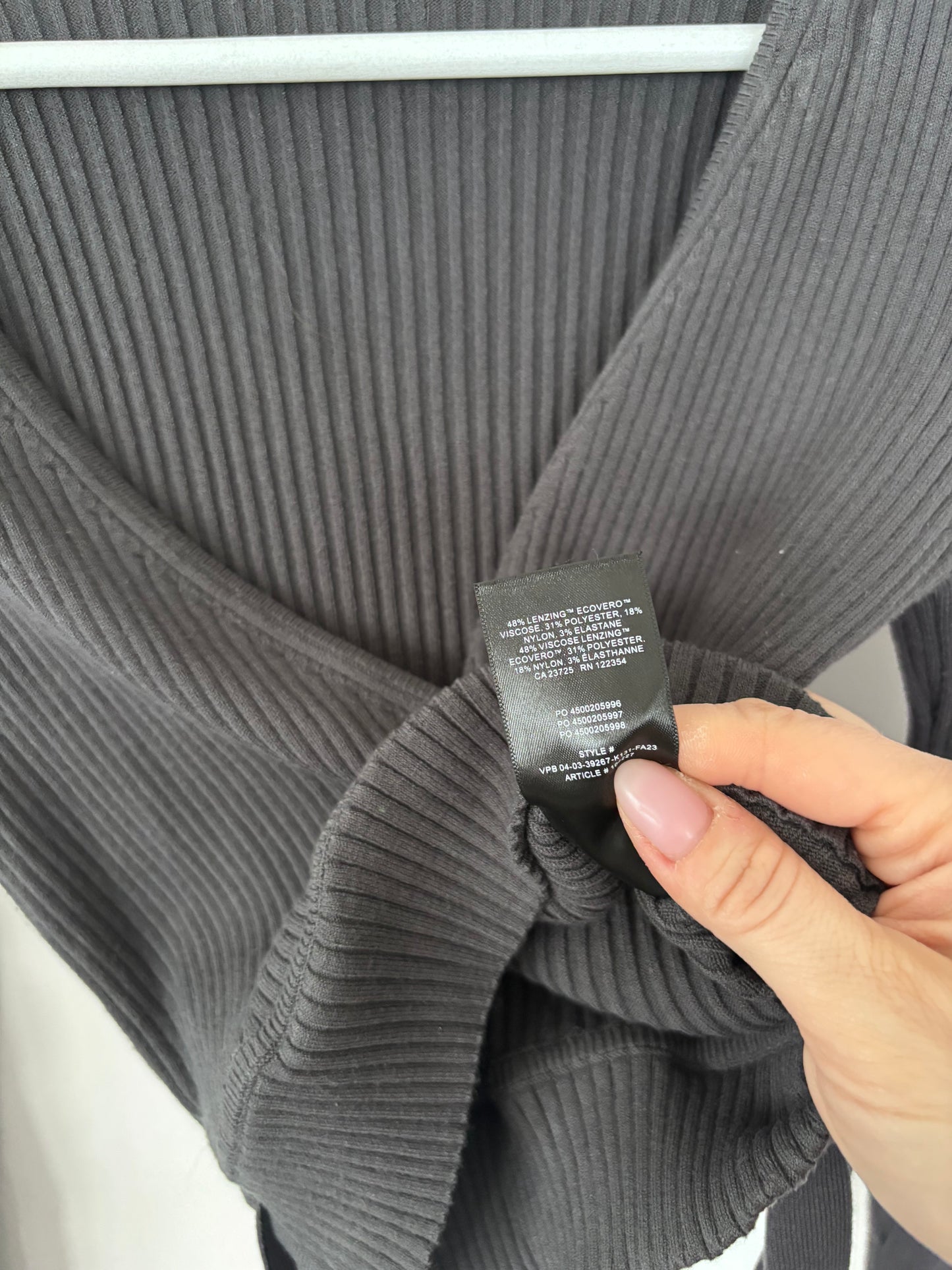 Wilfred Ribbed All Tied Up Longsleeve Sweater Dark Grey | Sz XS