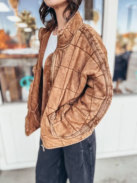 Free People Toasted Coconut Quilted Dolman Jacket | Medium (very oversized)