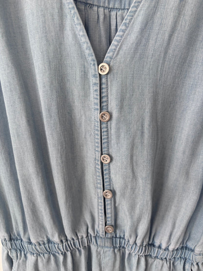 Velvet Heart Chambray Romper | Small (belt included, not pictured)