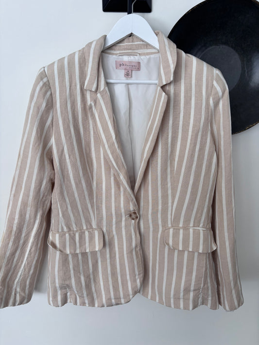 Philosophy Linen Blend Striped Blazer | Sz Large (M36B8)