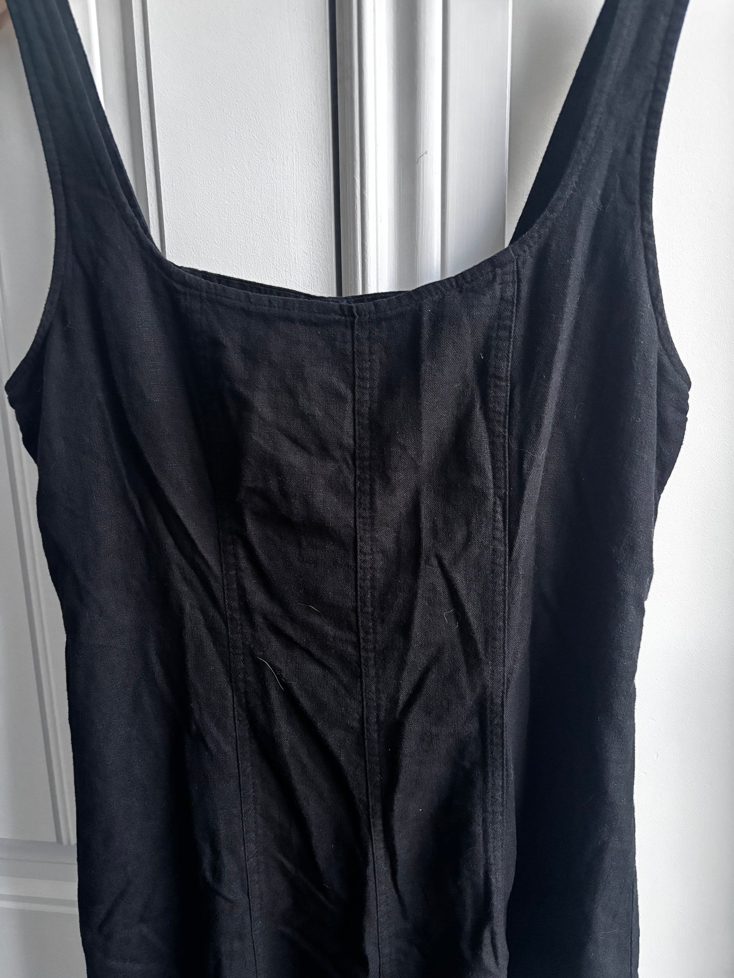 Old Navy Linen Blend Black Midi Dress | Sz Medium