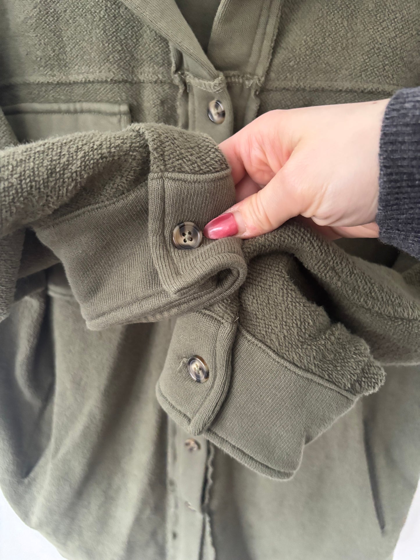 PGD / Plenty Cotton Green Button Up Jacket | Sz XS Oversized (could fit Large)(J75B23)