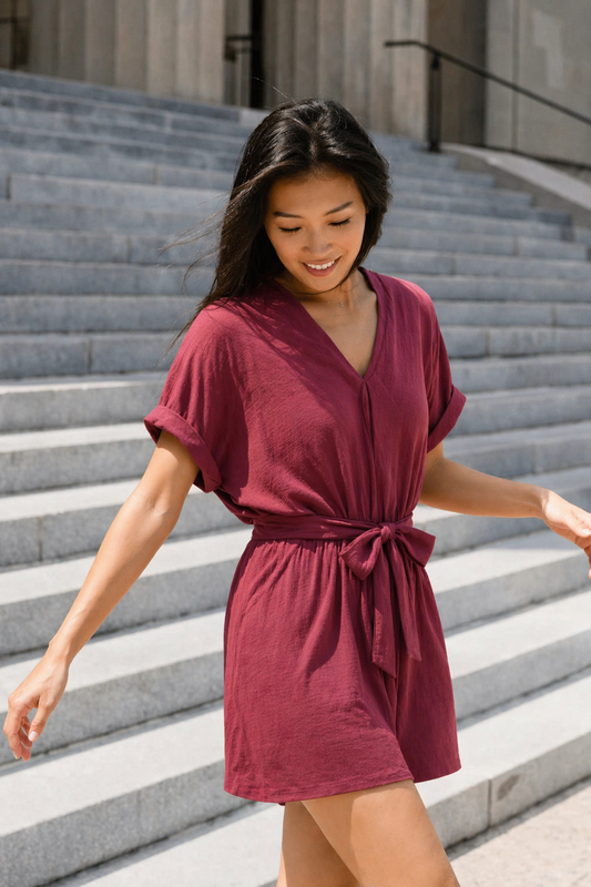 Devia Terracota Linen Blend Belted Dress | Sz XL