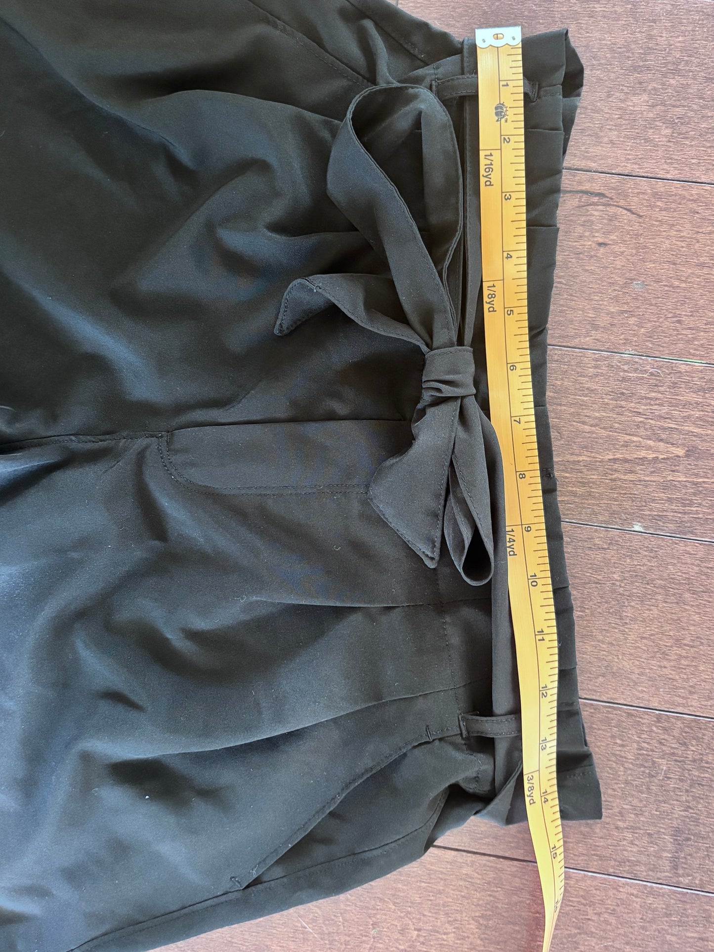 Black Athletic Material Shorts with Tie | Sz M