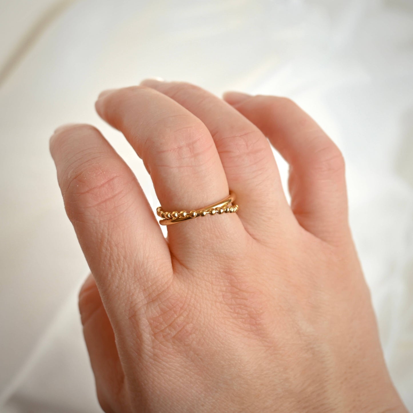 BEJ Beaded X Criss Cross Ring (Sz 6)