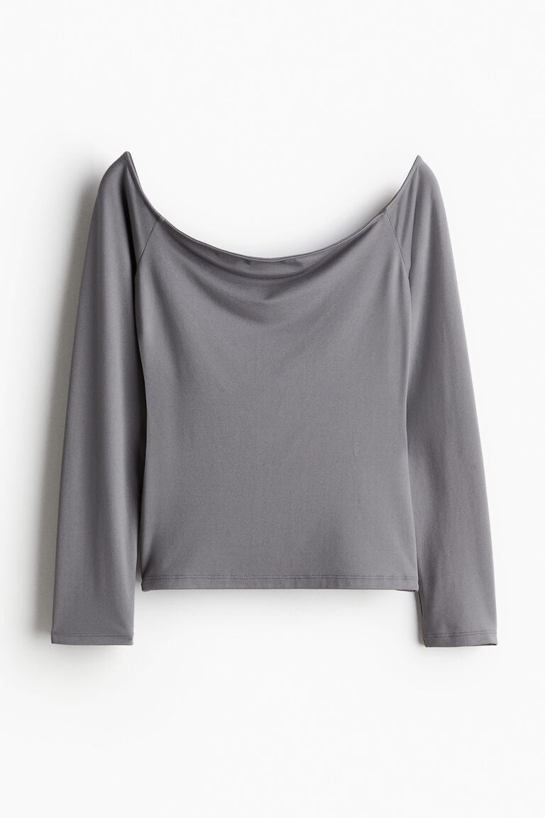 H&M Dark Grey Soft Off-the-shoulder Top  | XLarge (N101N19*)
