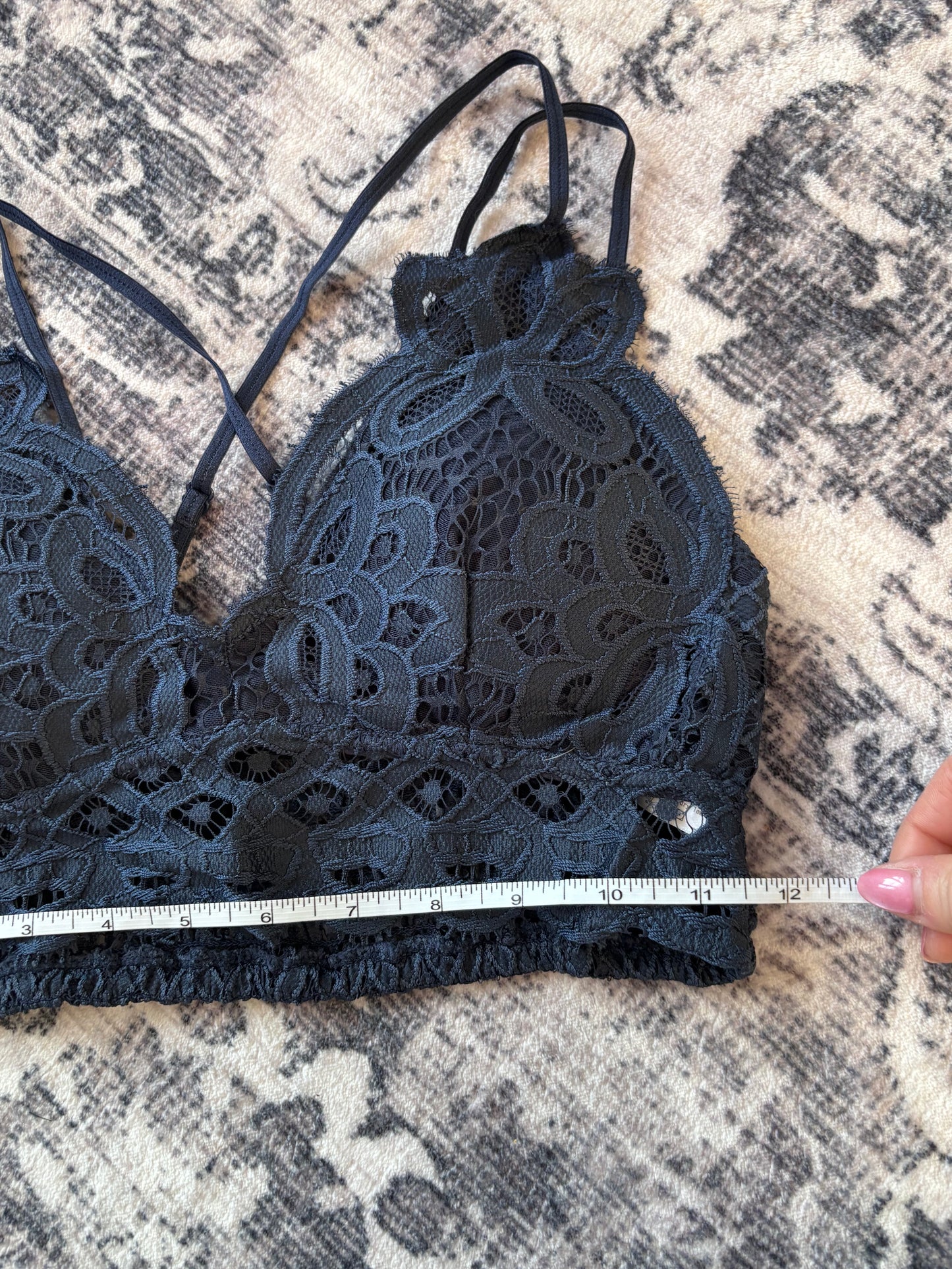 Anemone Navy Lace Bralette | Sz Small (M67A4)