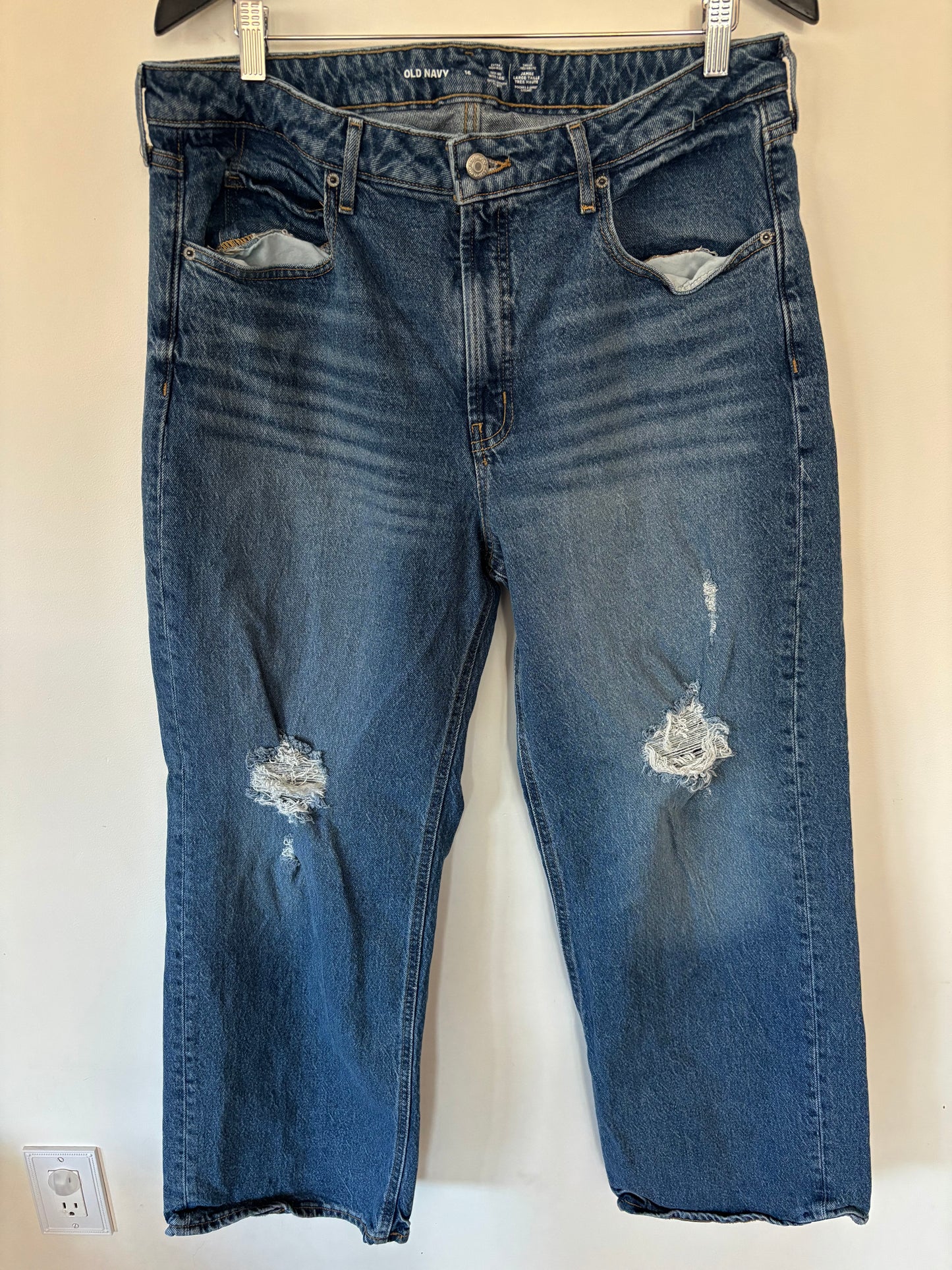 Old Navy Sky-High Wide leg (med blue, lightly distressed) | size 16 (N02N18)