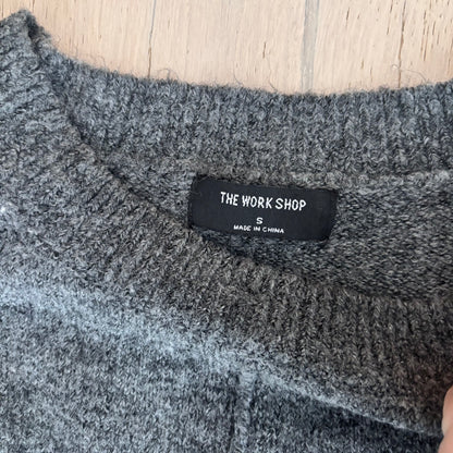 The Workshop Dark Grey Knit Sweater | Sz Small (oversized)