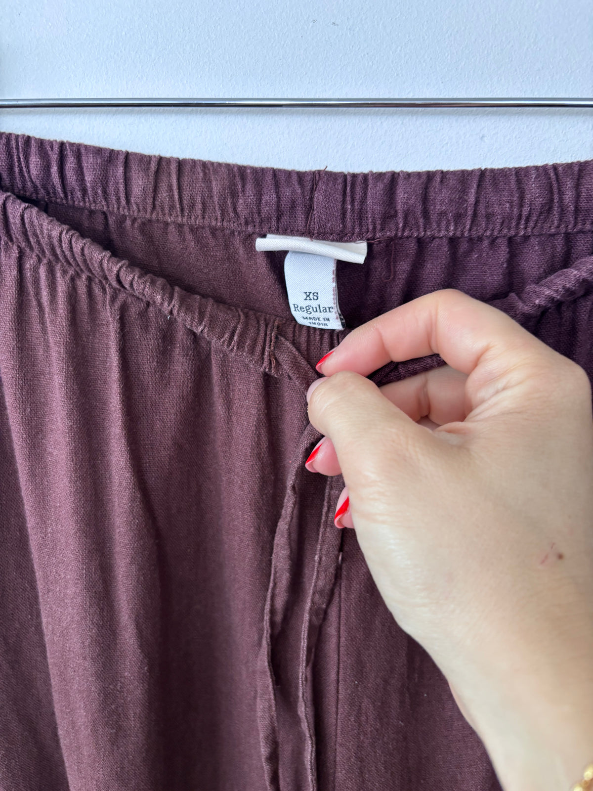 A New Day Linen Blend Brown Drawstring Pants | Sz XS (oversized)