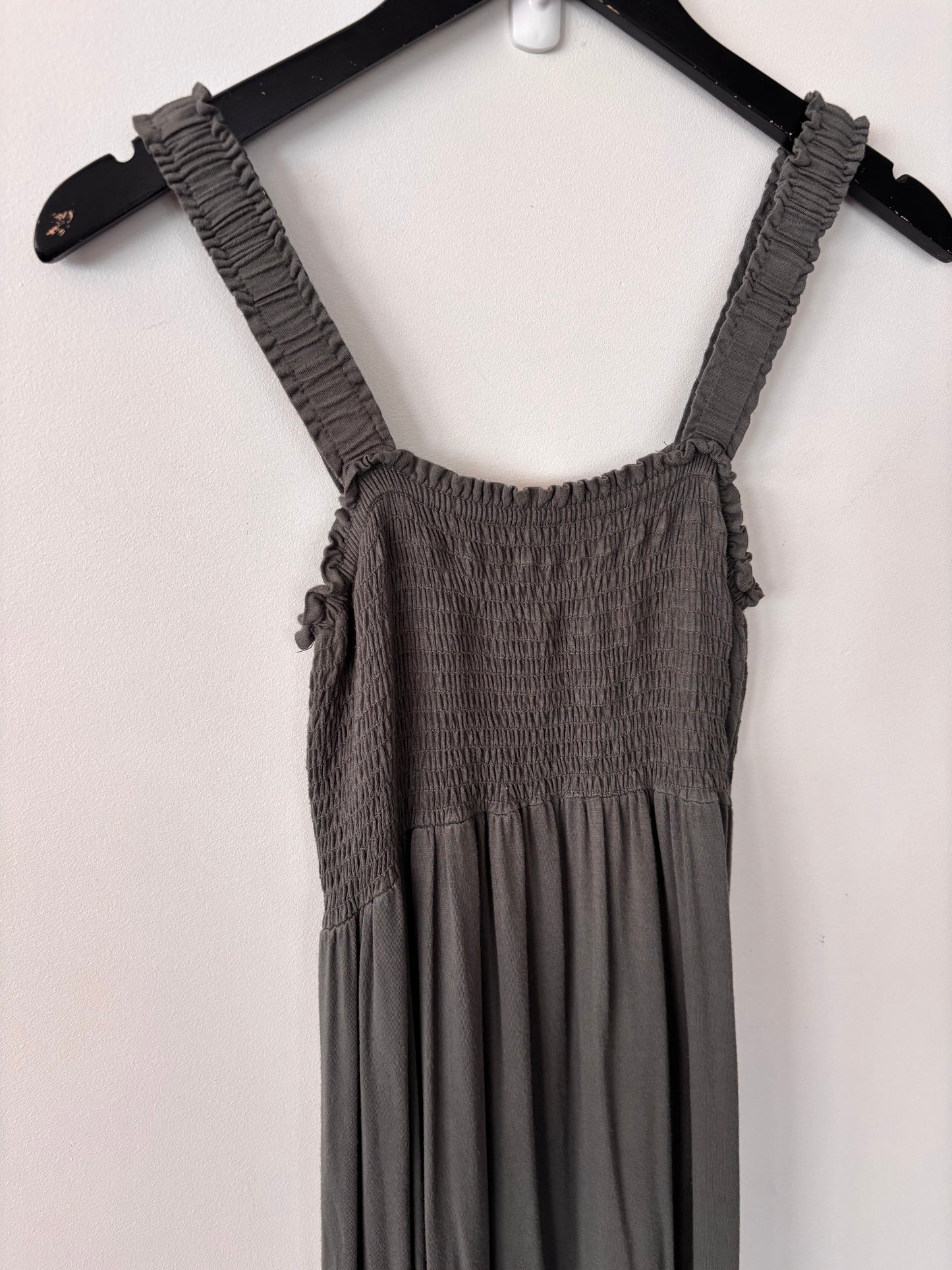 Hello Miz Smocked Tube Midi Dress in Green/Grey | Sz Small (Maternity brand)