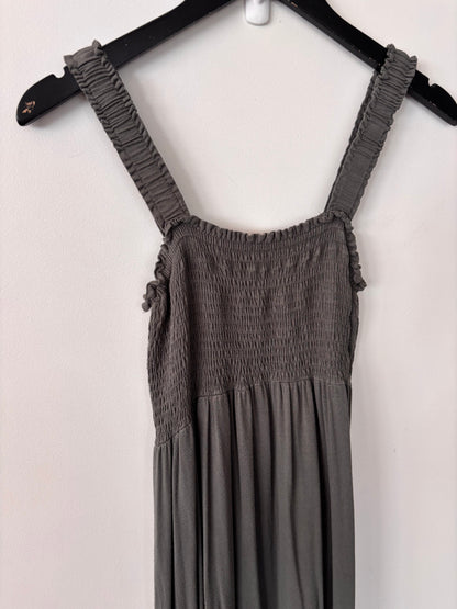 Hello Miz Smocked Tube Midi Dress in Green/Grey | Sz Small (Maternity brand)
