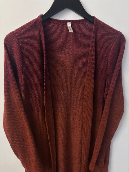 Bergundy Soft Longline Ribbed Cardigan | Sz Medium
