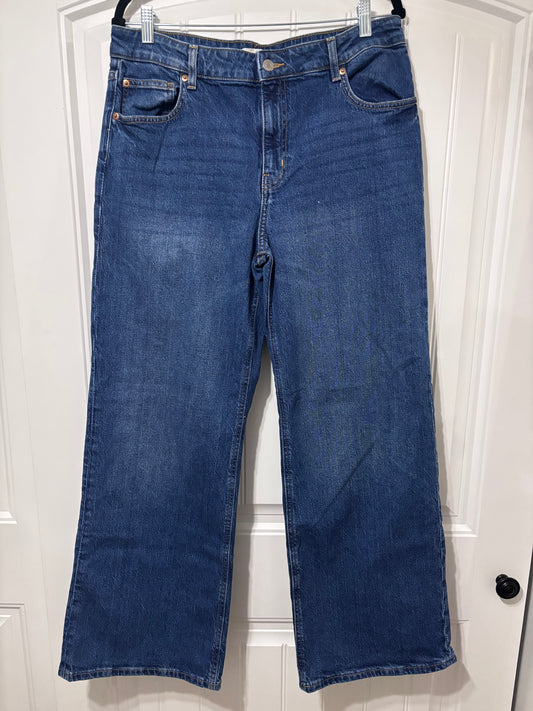 H&M High Rise Wide Leg Jeans | Sz 14 or 32 (N08N18)