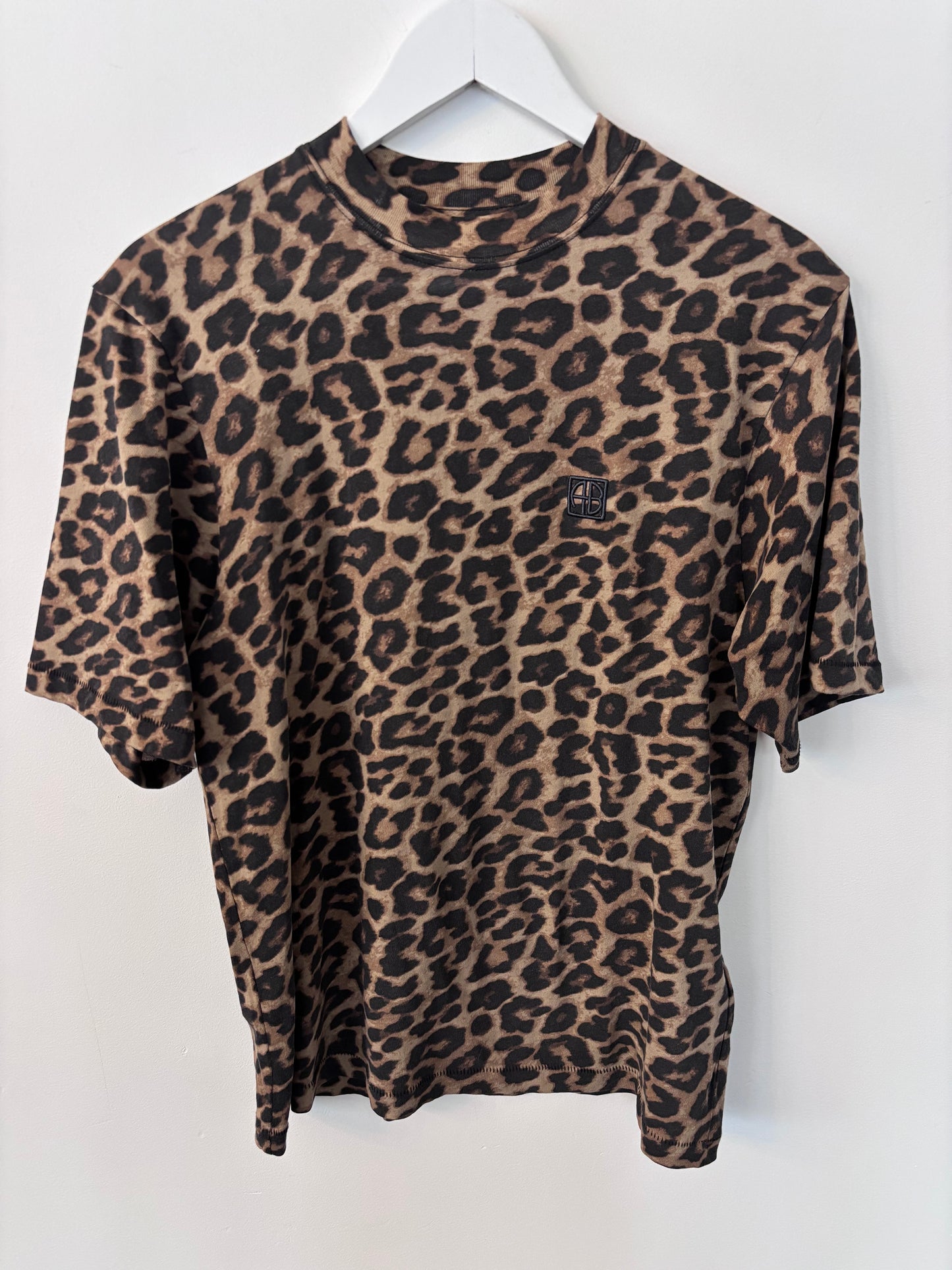 Anine Bing Avi Leopard Print Tee | Sz XS (Fits like Medium)(AC1)