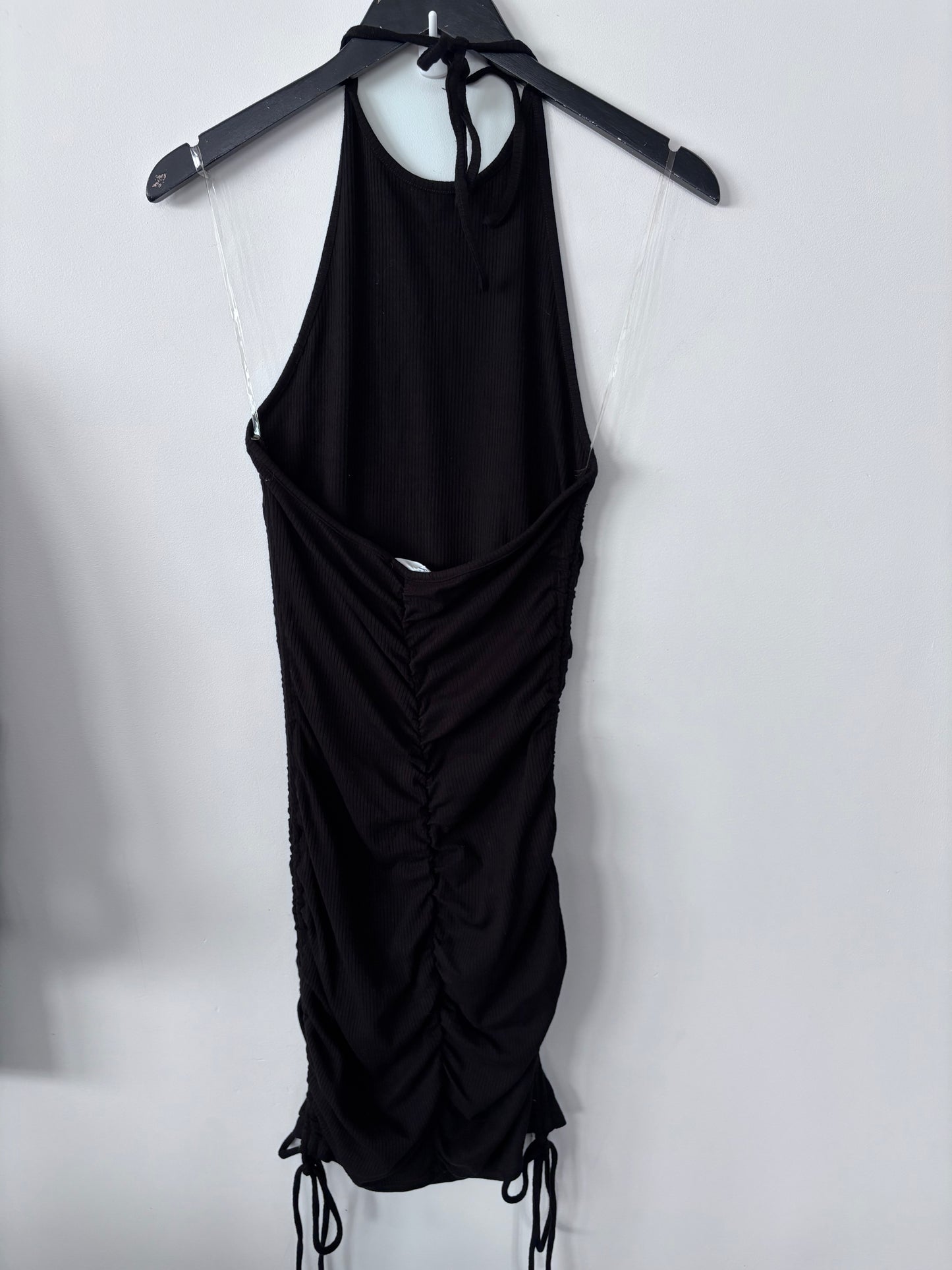 Better Be Black Ruched Halter Dress | Sz Large (fits Medium/Large)