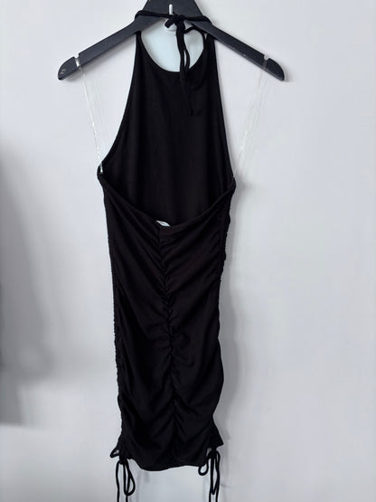 Better Be Black Ruched Halter Dress | Sz Large (fits Medium/Large)