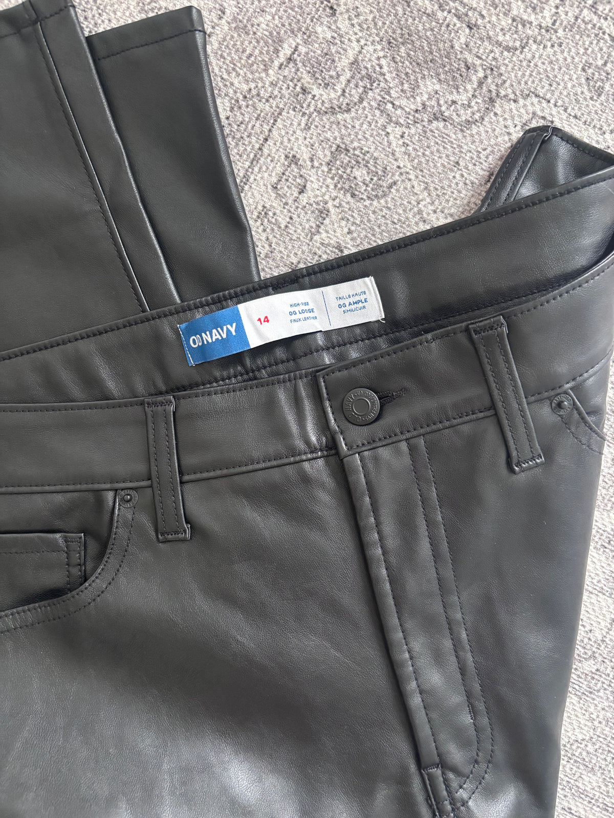 Old Navy Faux Leather High Rise OG Loose Pants | Sz 14