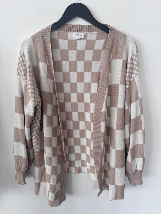 Annie Wear Checkered Open Cardigan | Sz Large