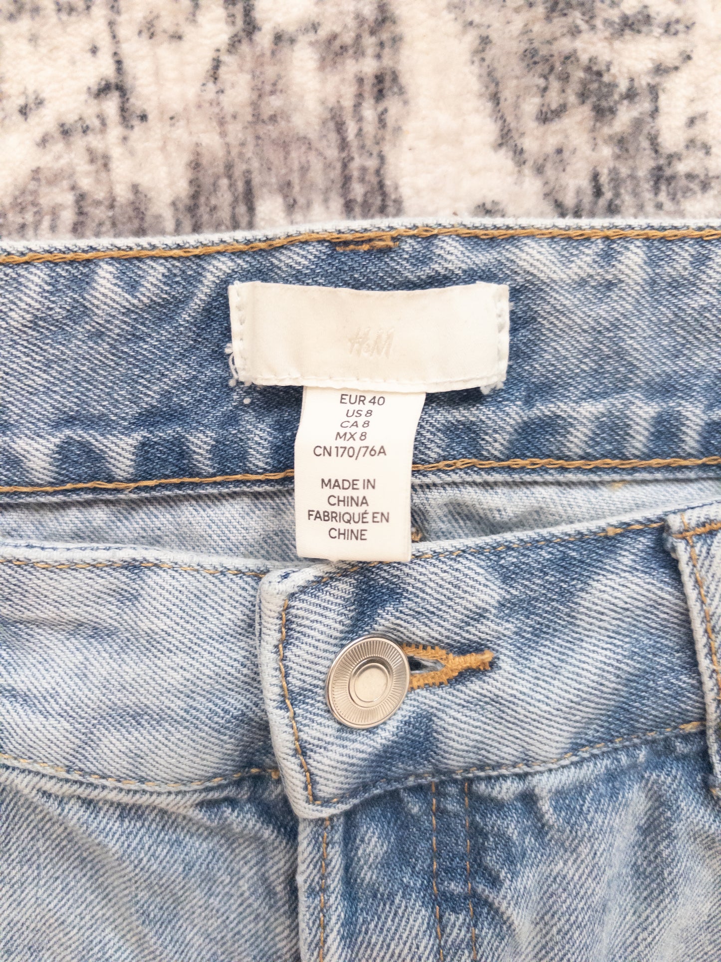 H&M Baggy Wide Leg Loose Button Fly Denim | 8 (N100S20)