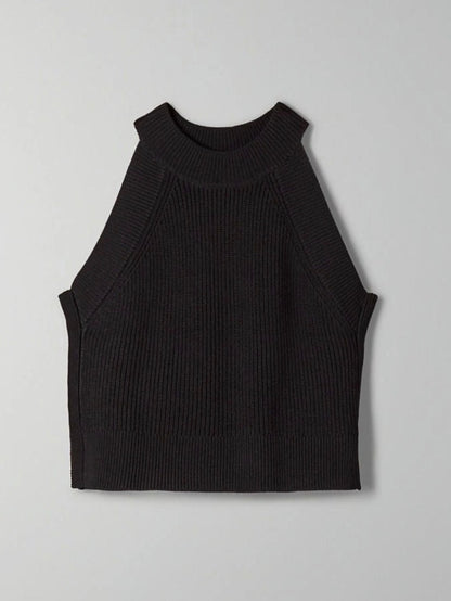 Wilfred Crevier Knit Ribbed Sleeveless Top in Black | Sz Medium