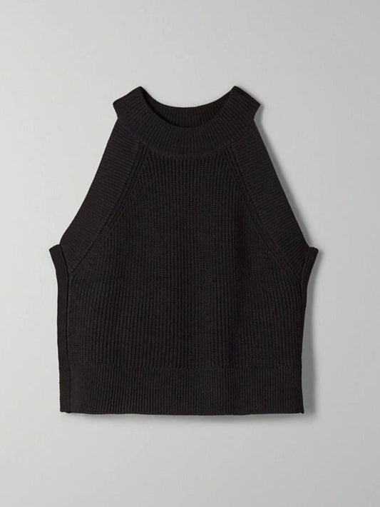 Wilfred Crevier Knit Ribbed Sleeveless Top in Black | Sz Medium
