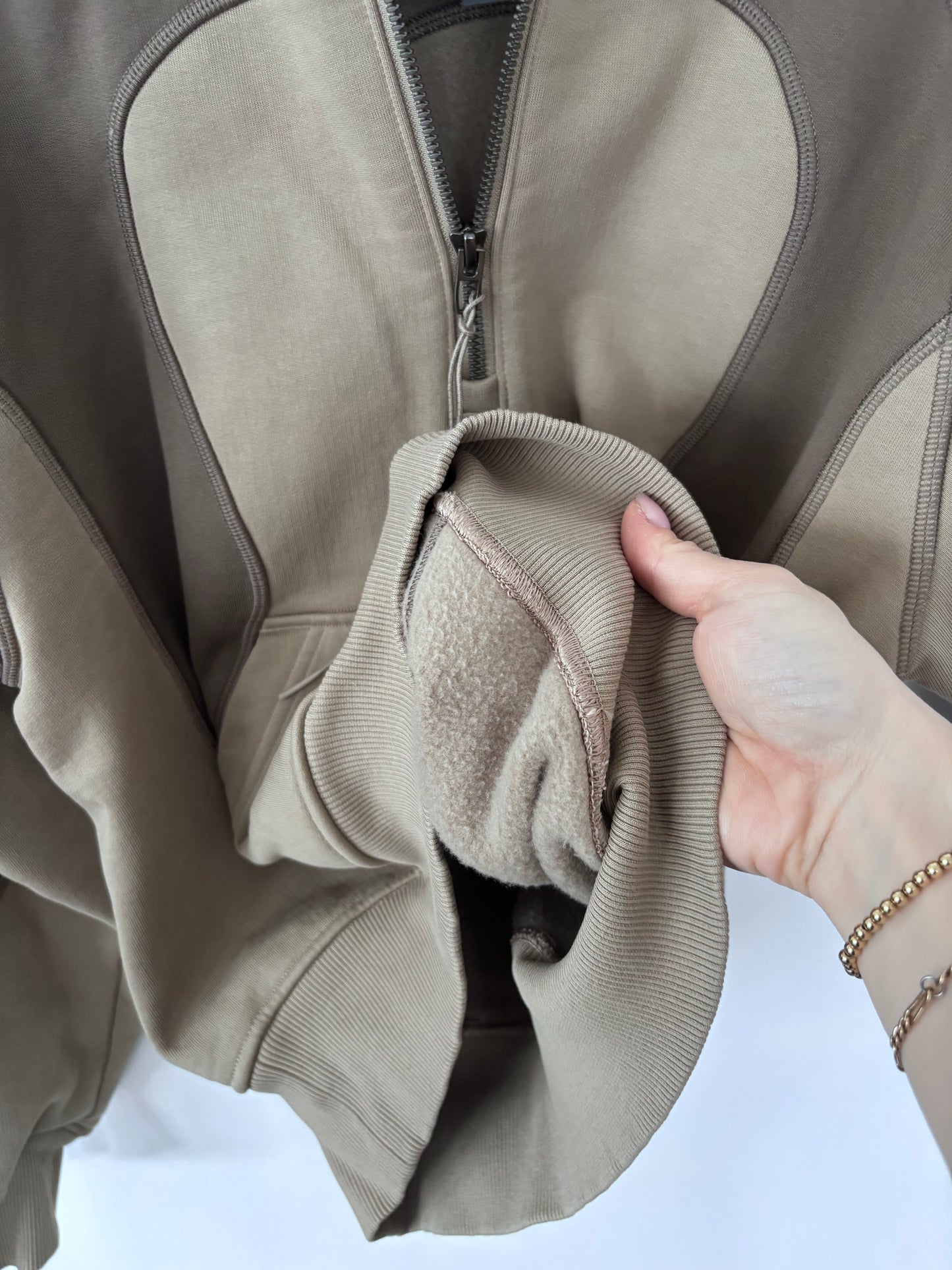Lululemon Cotton Fleece Relaxed-Fit Half Zip SLNSH Collection in Nomad/Sheer Oak | Sz Small