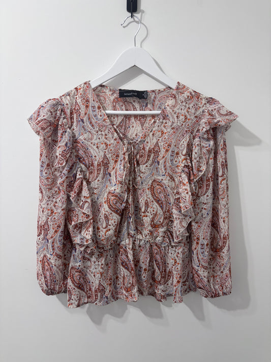MINKPINK Paisley Tie Neck Top | Sz Medium