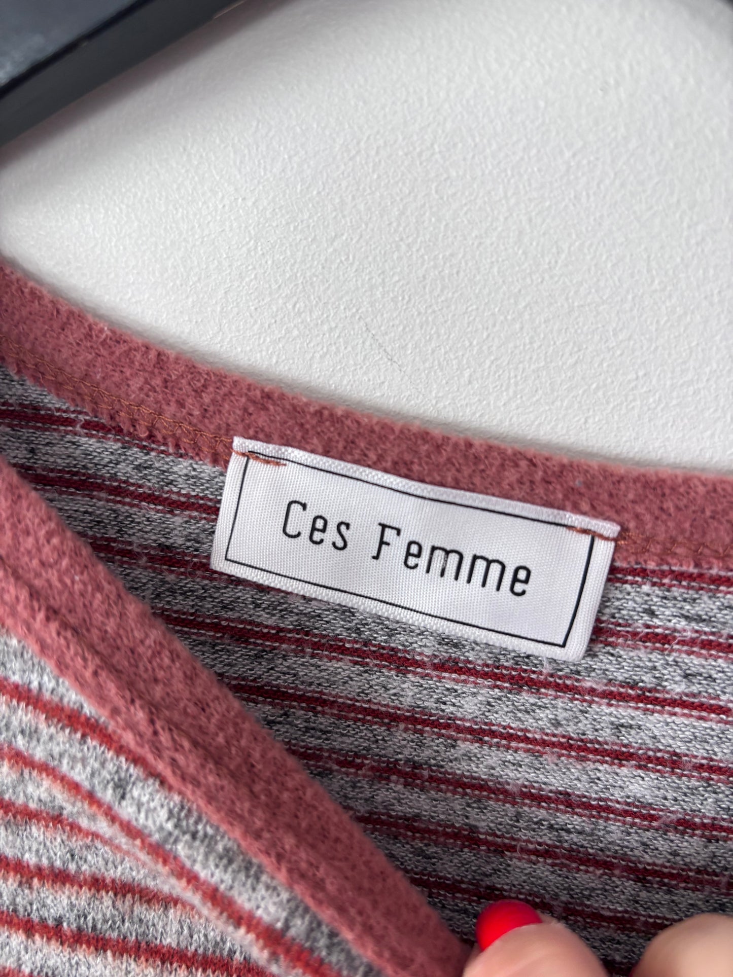 Ces Femme Red Striped Lightweight Sweater | Sz Medium