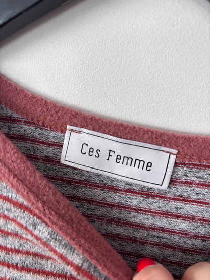 Ces Femme Red Striped Lightweight Sweater | Sz Medium