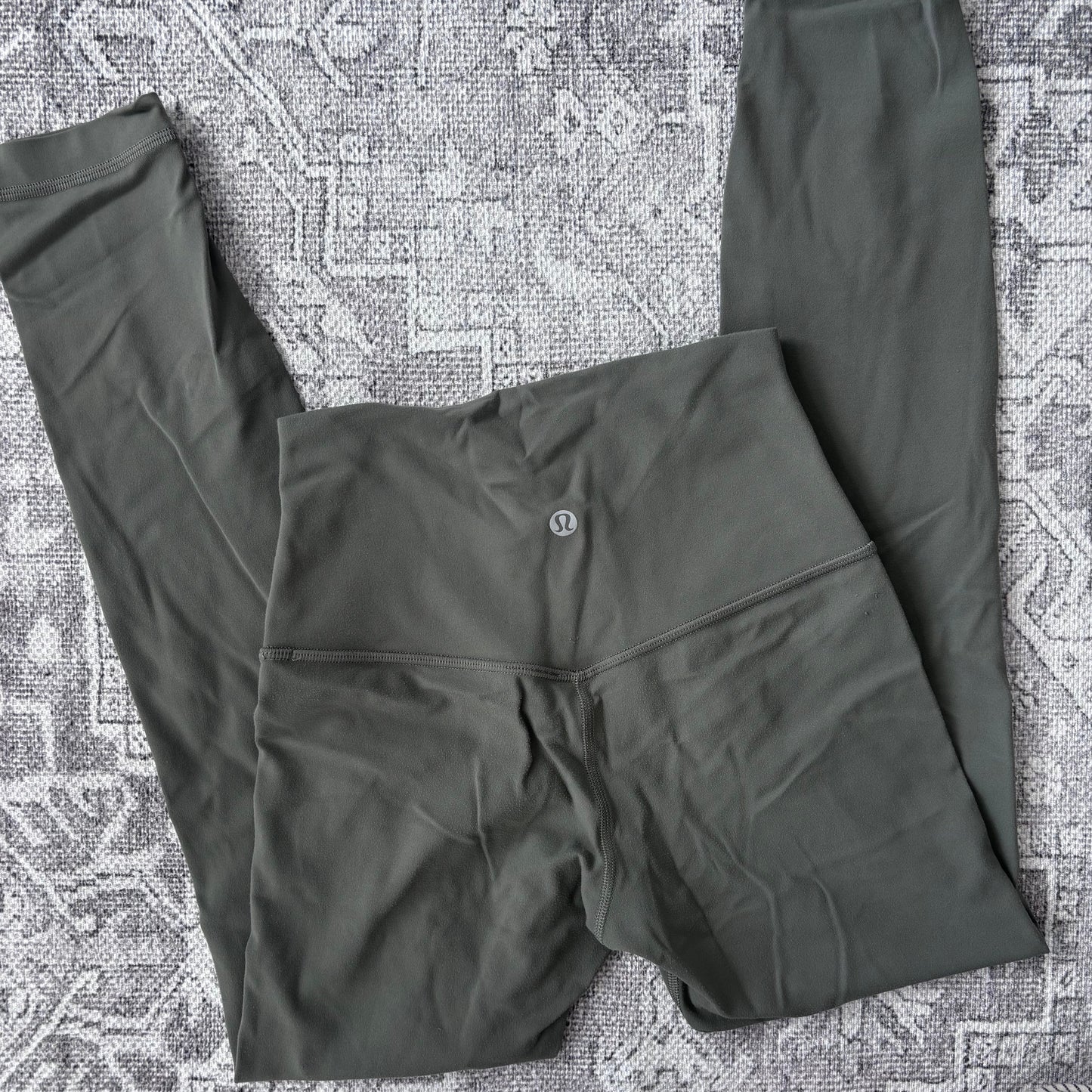 Lululemon Align™ High-Rise Pant 25" *Dark Sage Green* (Oilers Logo) | Sz 2