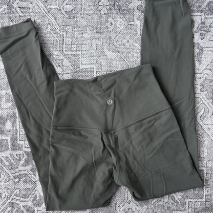 Lululemon Align™ High-Rise Pant 25" *Dark Sage Green* (Oilers Logo) | Sz 2