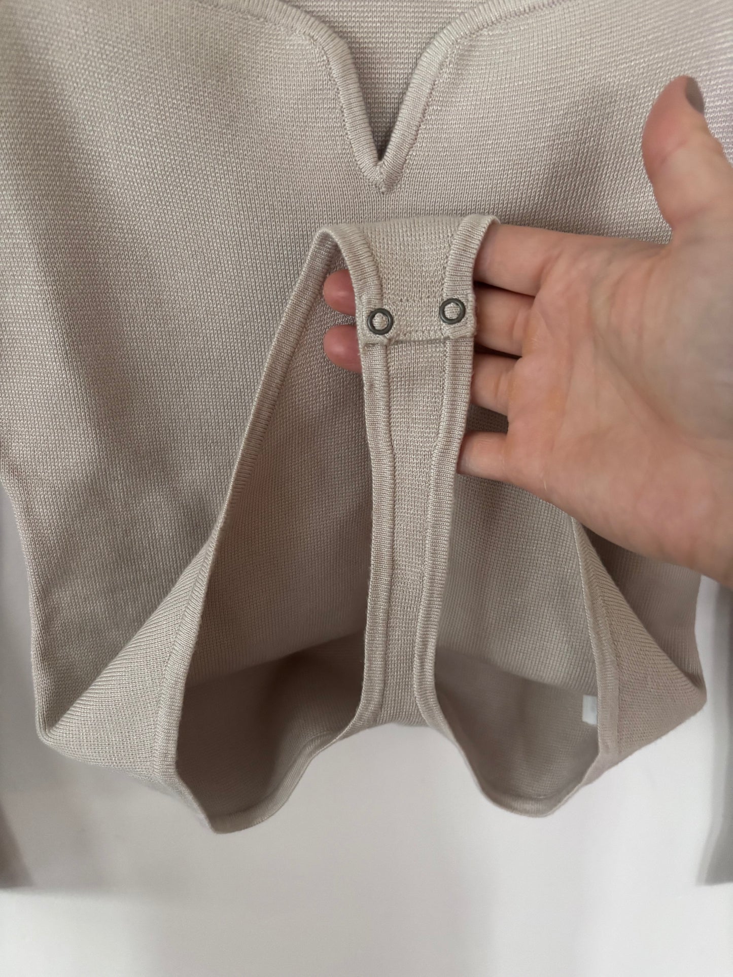 A&F Knit Long Sleeve Beige Bodysuit | Sz Small