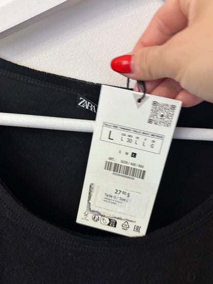 Zara Long Sleeve Black Top | Sz Large