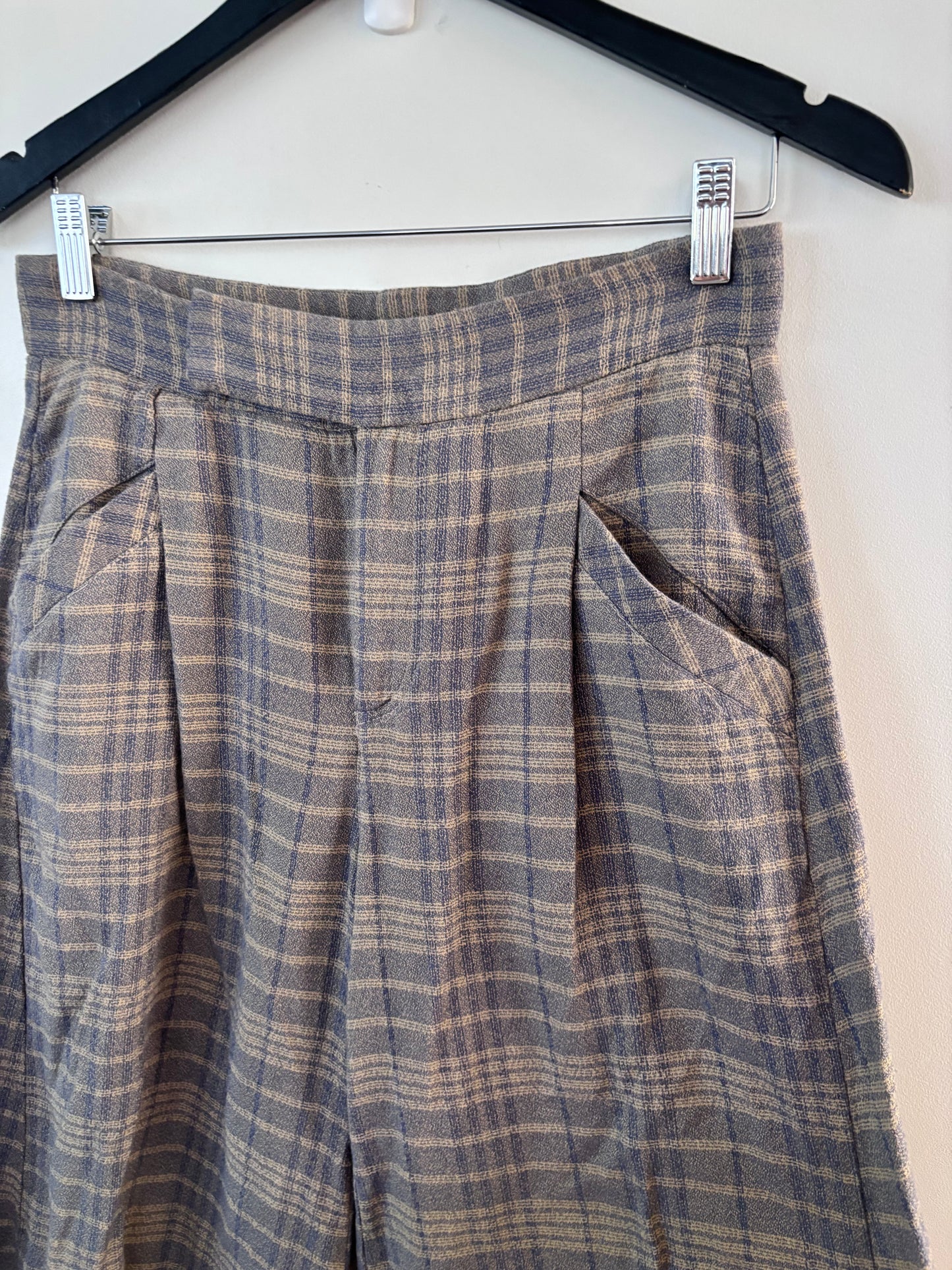 Free People Plaid Tegan Barrel Trousers | Sz Small (fits approx 26, 27)