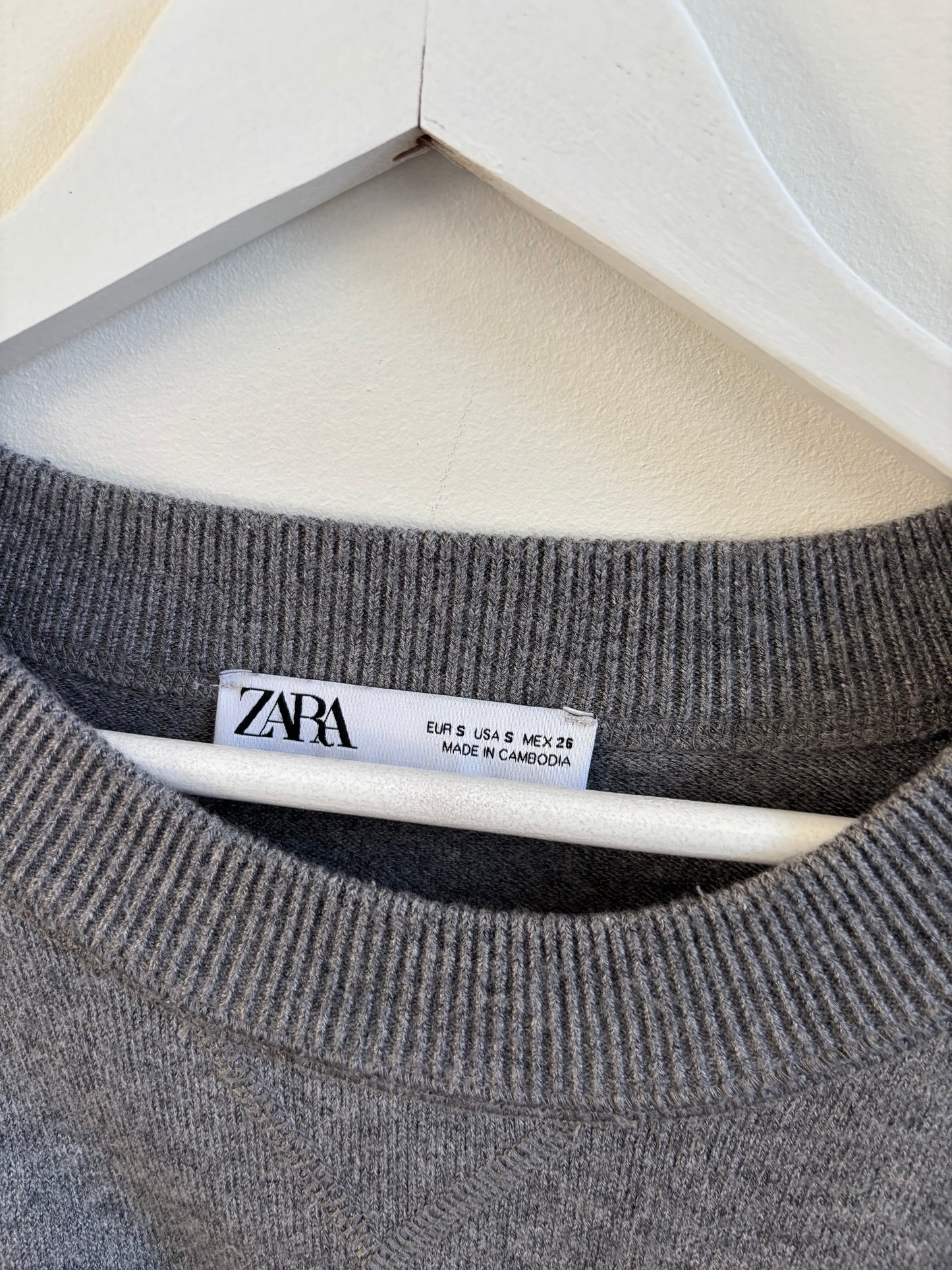 Zara Plain Grey Knit Sweater | Small (fits larger) (O110C1)