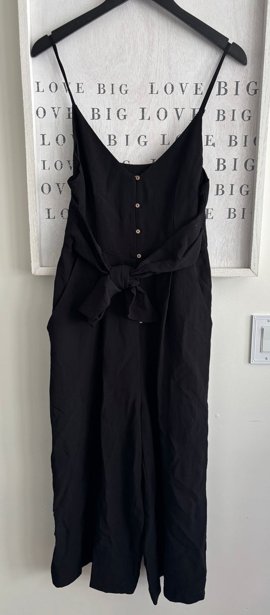 Pepaloves Button Front Tie Jumpsuit | Small