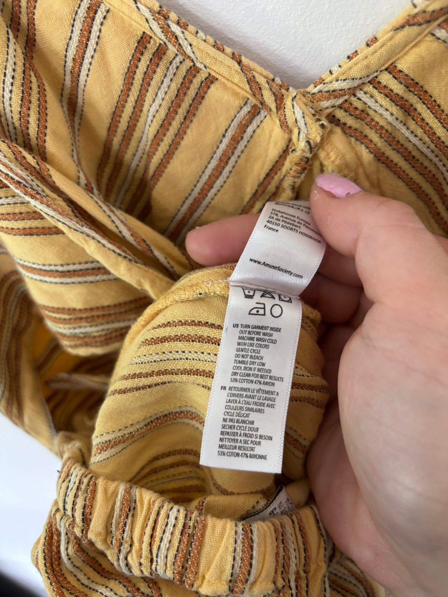SocietyAmuse / Lulus Yellow Striped Sundress | Sz Small