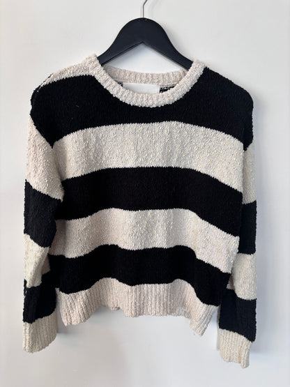 Pink Martini Black/Cream Striped Crewneck Sweater | Sz Small (oversized)