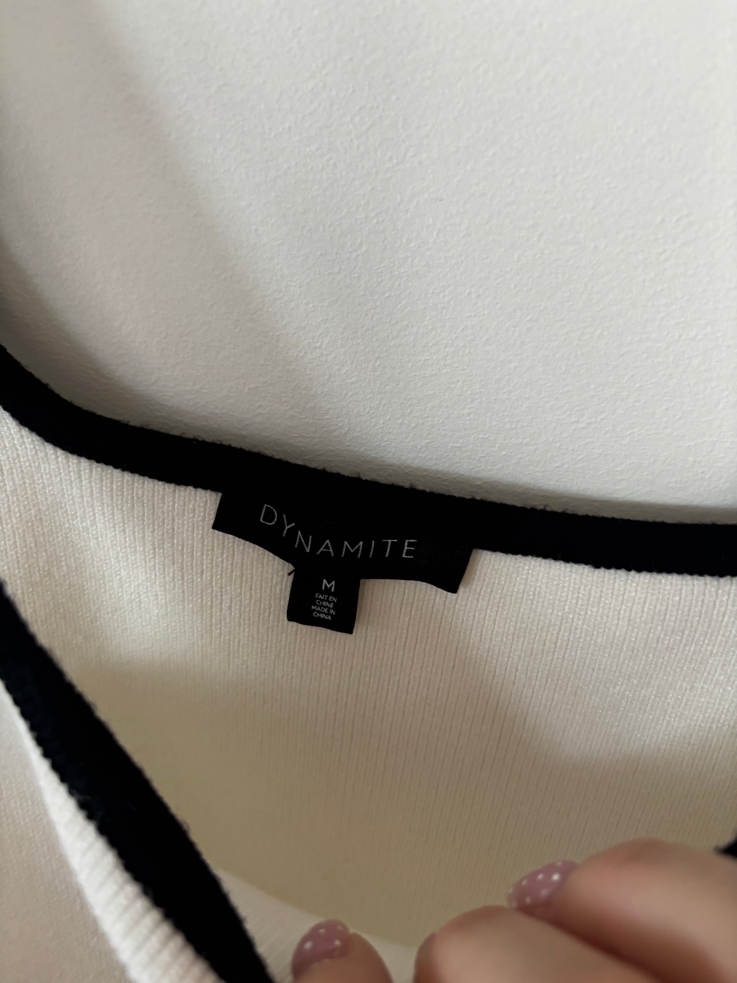 Dynamite Knit White Tank with Black Tipping | Medium (N203K6)