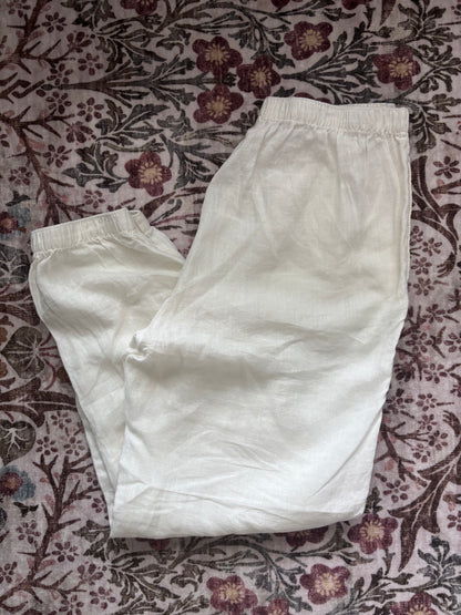 JOIE White Linen Elastic Cuffed Pants | Sz Medium