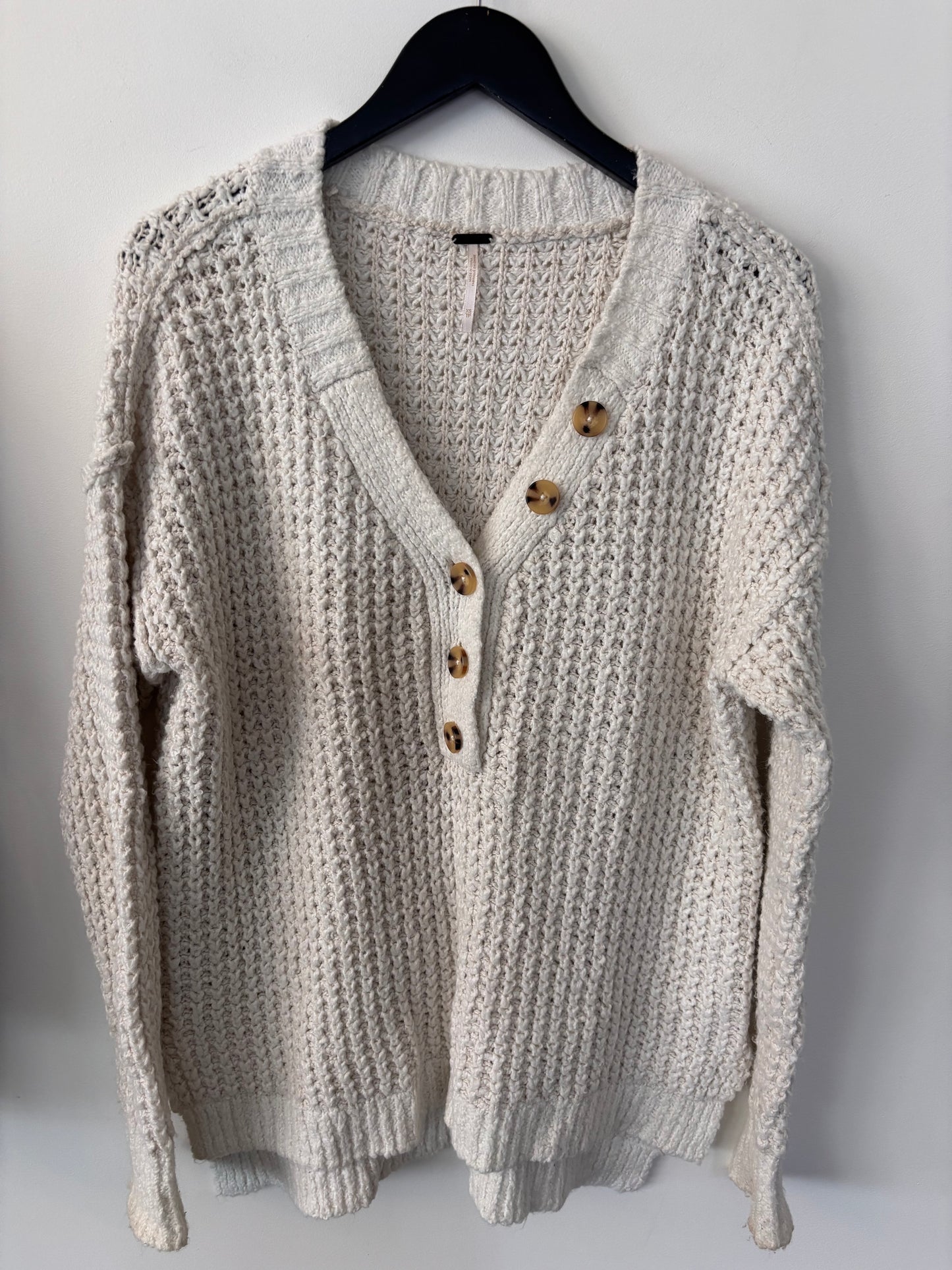 Free People Whistle thermal Henley Sweater | Sz XS (very oversized)
