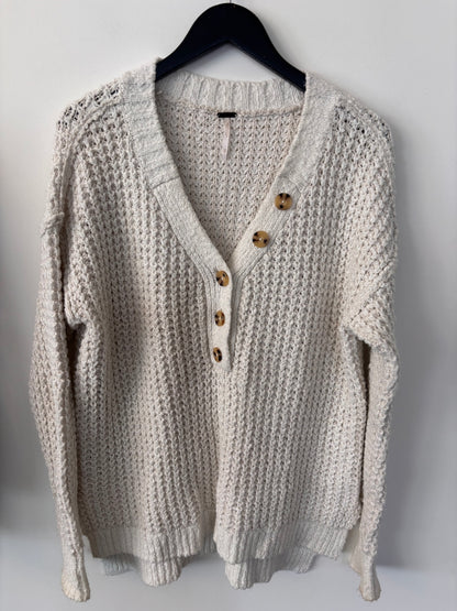 Free People Whistle thermal Henley Sweater | Sz XS (very oversized)